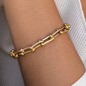 14k Gold Chunky Paperclip Link Chain Bracelet